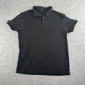 Theory Mens Short Sleeve Polo Shirt Black Size L Minimalist Business Casual